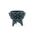 Storm colored 3D ceramic printed cactus planter with a rocket petal pattern on a white background