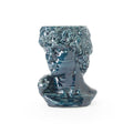 Storm colored 3D ceramic printed bust sculpture planter of David on a white background
