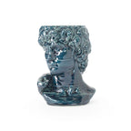 Storm colored 3D ceramic printed bust sculpture planter of David on a white background