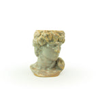 Light sepia 3D ceramic printed bust sculpture planter of David on a white background