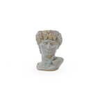 Light sepia 3D ceramic printed bust sculpture planter of David on a white background