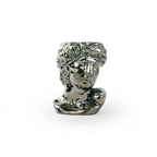 Palladium 3D ceramic printed bust sculpture planter of David on a white background