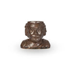 Copper colored 3D printed planter of Einstein, on a white background