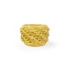 Marigold 3D printed ceramic cactus planter or tea light holder with a twist pattern, on a white background