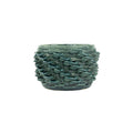 Storm colored 3D printed ceramic cactus planter or tea light holder with a twist pattern, on a white background