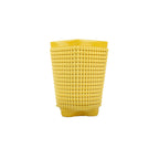 A textured marigold chalice 3D printed ceramic planter with a micro scallop pattern on a white background