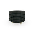 Textured 3D printed ceramic matte black colored planter, on a white background
