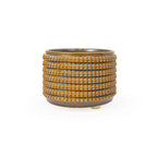 Textured 3D printed ceramic iron lustre colored planter, on a white background