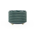 Textured 3D printed ceramic storm colored planter, on a white background