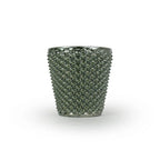 Palladium colored 3D printed ceramic planter with a dot pattern, on a white background