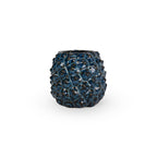 Sapphire float colored 3D printed ceramic planter with a pineapple pattern, on a white background