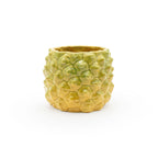 Marigold colored 3D printed ceramic planter with a pineapple pattern, on a white background