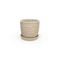a 3D ceramic printed planters with a diamond pattern and speckles, with a tray