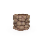 3D printed ceramic planter with a red iron oxide bubble pattern on a white background