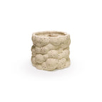 3D printed ceramic planter with a bubble pattern on a white background
