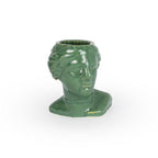 Emerald falls colored 3D printed ceramic planter, with the shape of Venus' head like a classical bust