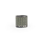 Palladium colored 3D printed ceramic planter with a zig zag pattern, on a white background