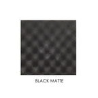 Black matte square tile on a white background