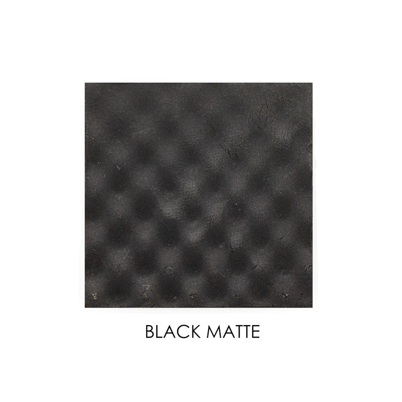 Black matte square tile on a white background