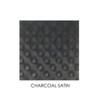 Square tile with a textured surface on a white background, labeled 'Charcoal Satin'.