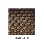 Square ceramic tile with a pattern and 'IRON LUSTRE' text on a white background