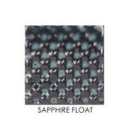 Square ceramic tile with a woven pattern labeled 'Sapphire Float' on a white background