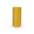 Marigold 3D printed ceramic vase with a micro scallop pattern, on a white background